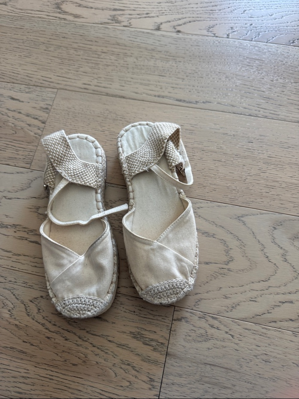Zara taupe espadrille sandals with ankle tie
